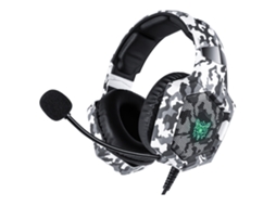 Fone De Ouvido Gamer K8 Rgb Na Cor Branca Camuflada E Com Cabo Adaptador. Ushion