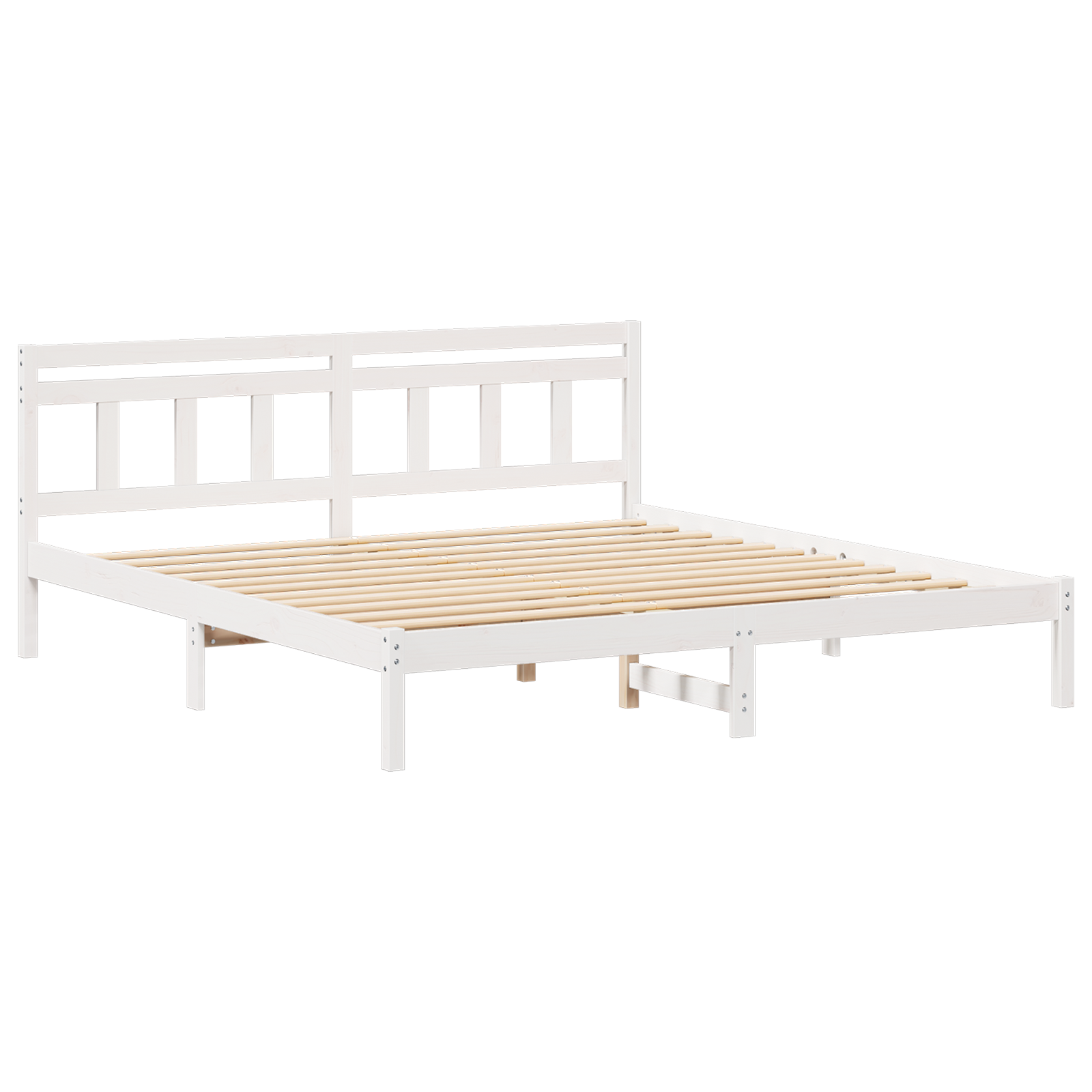 Conjunto 1 Cama De Plataforma Vidaxl Branco Madeira De Pinho Maciça (180 X 200 Cm)