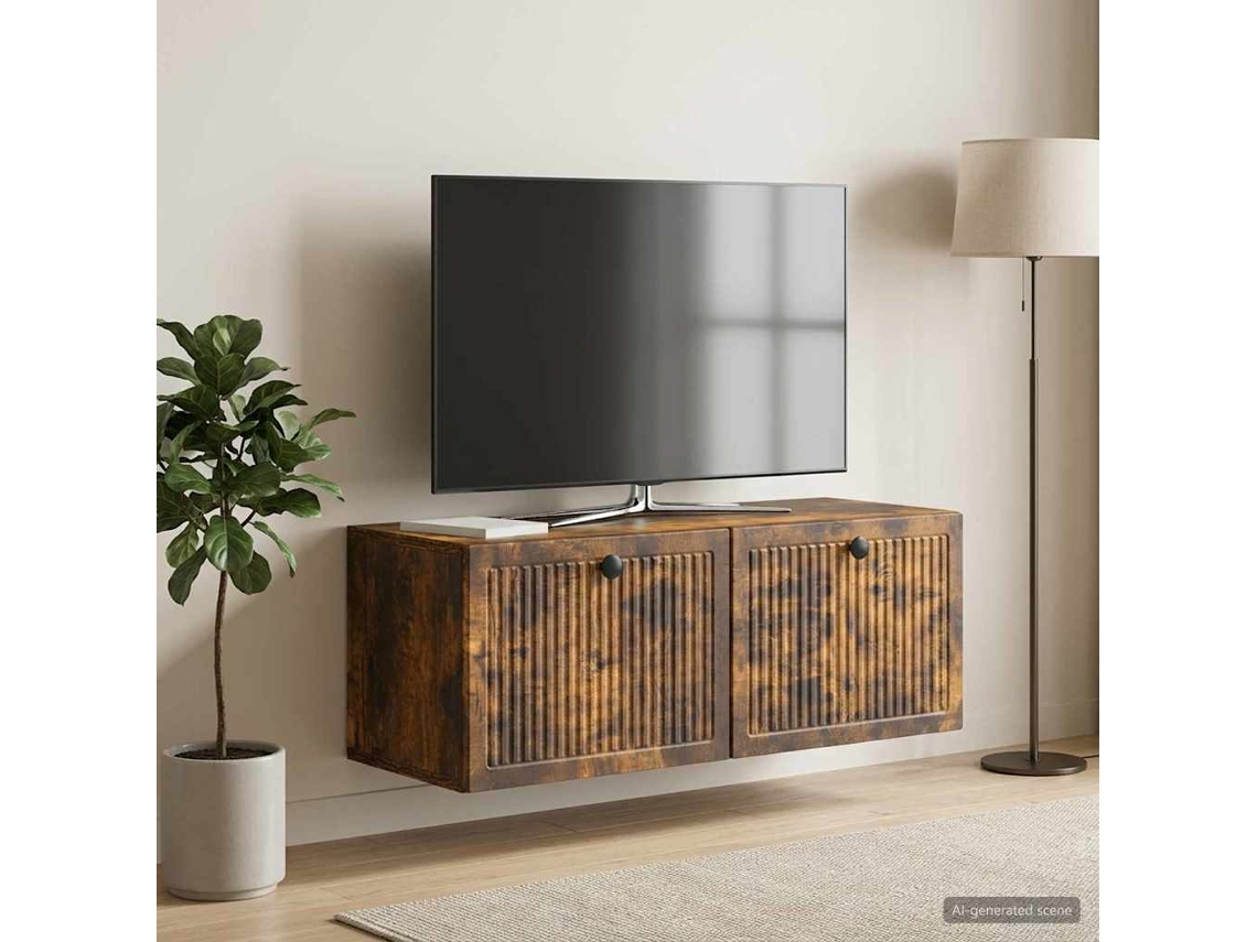 Vidaxl Gabinete De Tv De Parede Carvalho Fumado 78,5 X 31 X 30 Cm