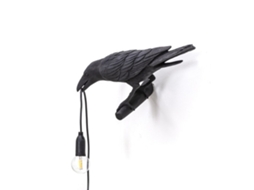BRILVIBERA Aplique Italiano Moderno Seletti Bird, Resina Preta e Branca, Leve