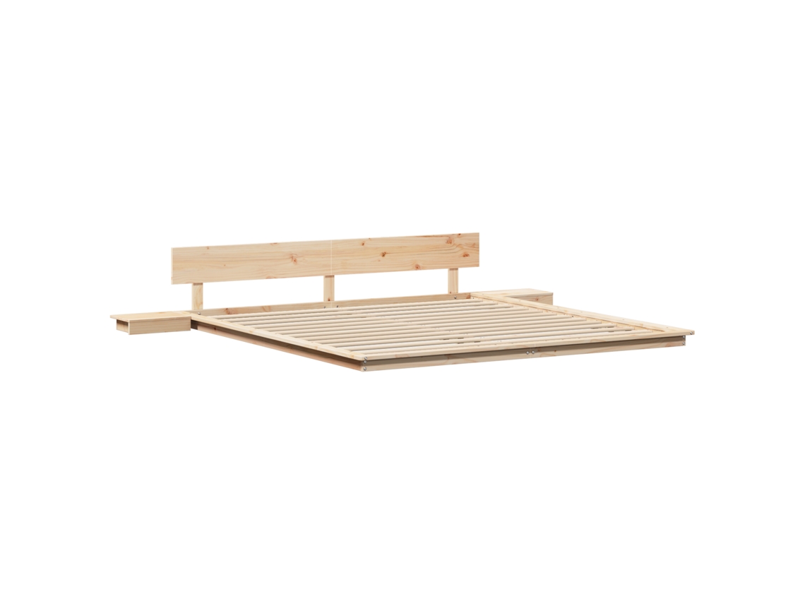 Estrado De Cama Com Mesas De Cabeceira Vidaxl Madeira Maciça (200x200 Cm)