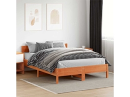 Vidaxl Cama Sem Colchão 120x200 Cm Madeira Pinho Maciça Castanho-mel