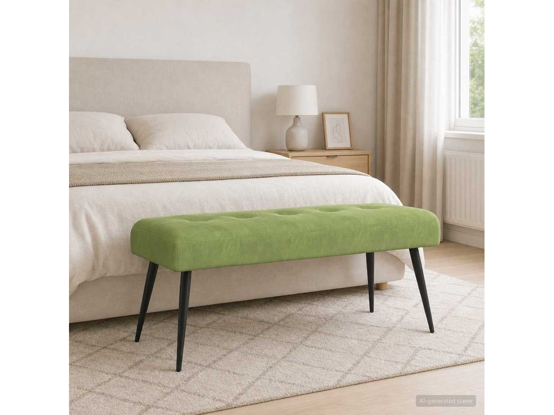 Vidaxl Banco Com Botões Estofados Verde Claro 110 X 40 X 46 Cm Veludo