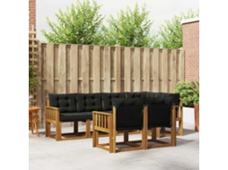 Vidaxl Conjunto De Sofás Para Exterior 7 Pcs Natural E Preto