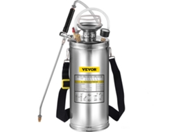 Pulverizador de Pressão de Jardim de Aço Inoxidável 2 Galões/8L com Bomba Manual de Spray de 3 Pés