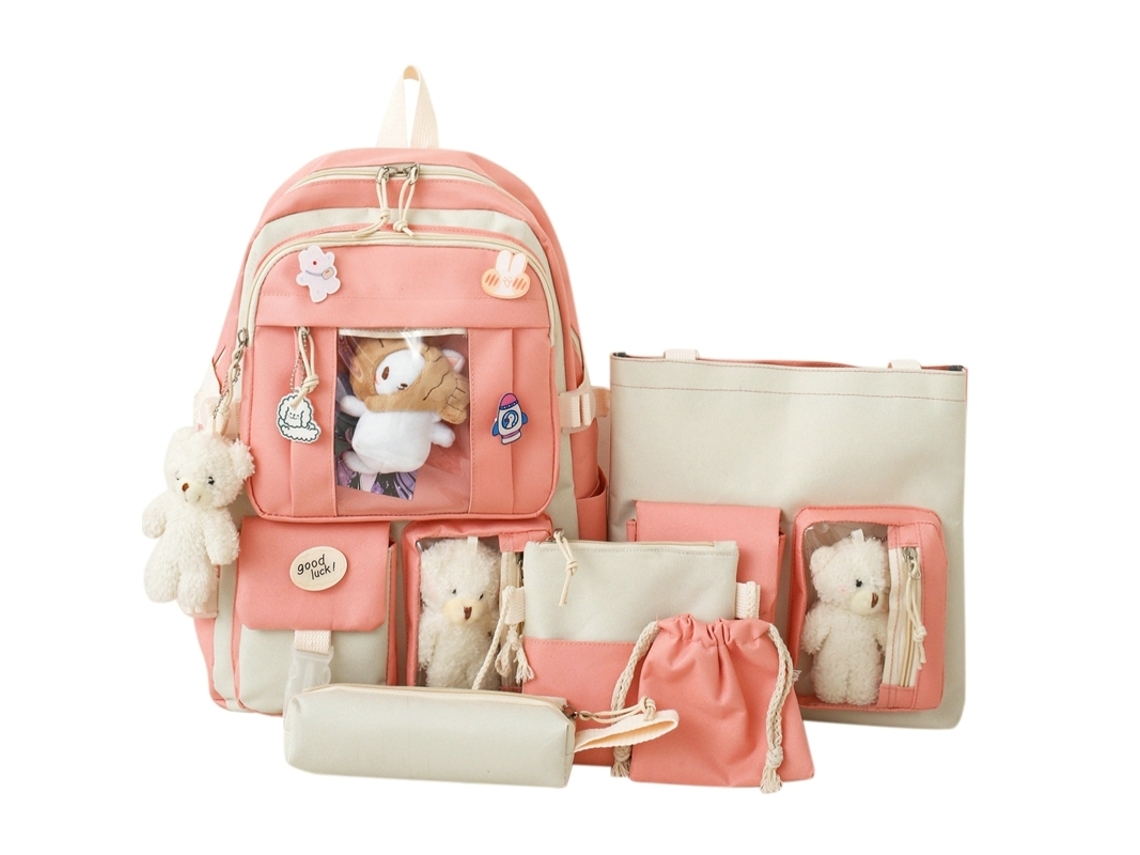 Conjunto de Mochila Infantil Fofa 5 Peças, Multifuncional para Meninas, Ideal para Crianças, Educativo, Durável STELASPLEN