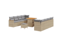 Conjunto 11 Sofá De Jardim Vidaxl Bege Vime Pe (80 X 80 X 71 Cm)
