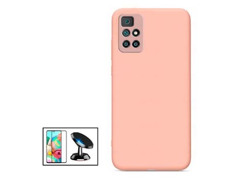 Kit Película de Vidro Temperado GorilasGlass + Capa Proteção Traseira Silicone + Suporte Magnético para Xiaomi Redmi Note 11S 5G - Rosa