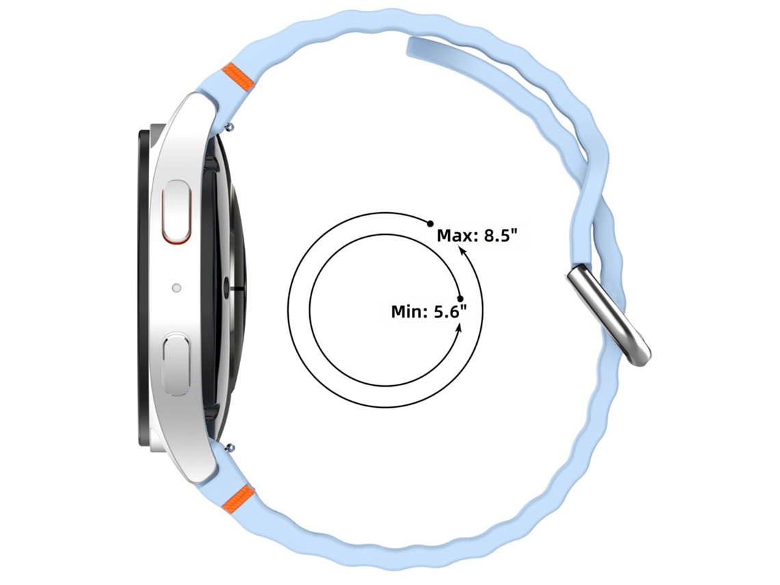 Pulseira Esportiva com Costura Ondulada para Samsung Galaxy Watch 7/6/5/4 Fivela Prateada CHABERLU