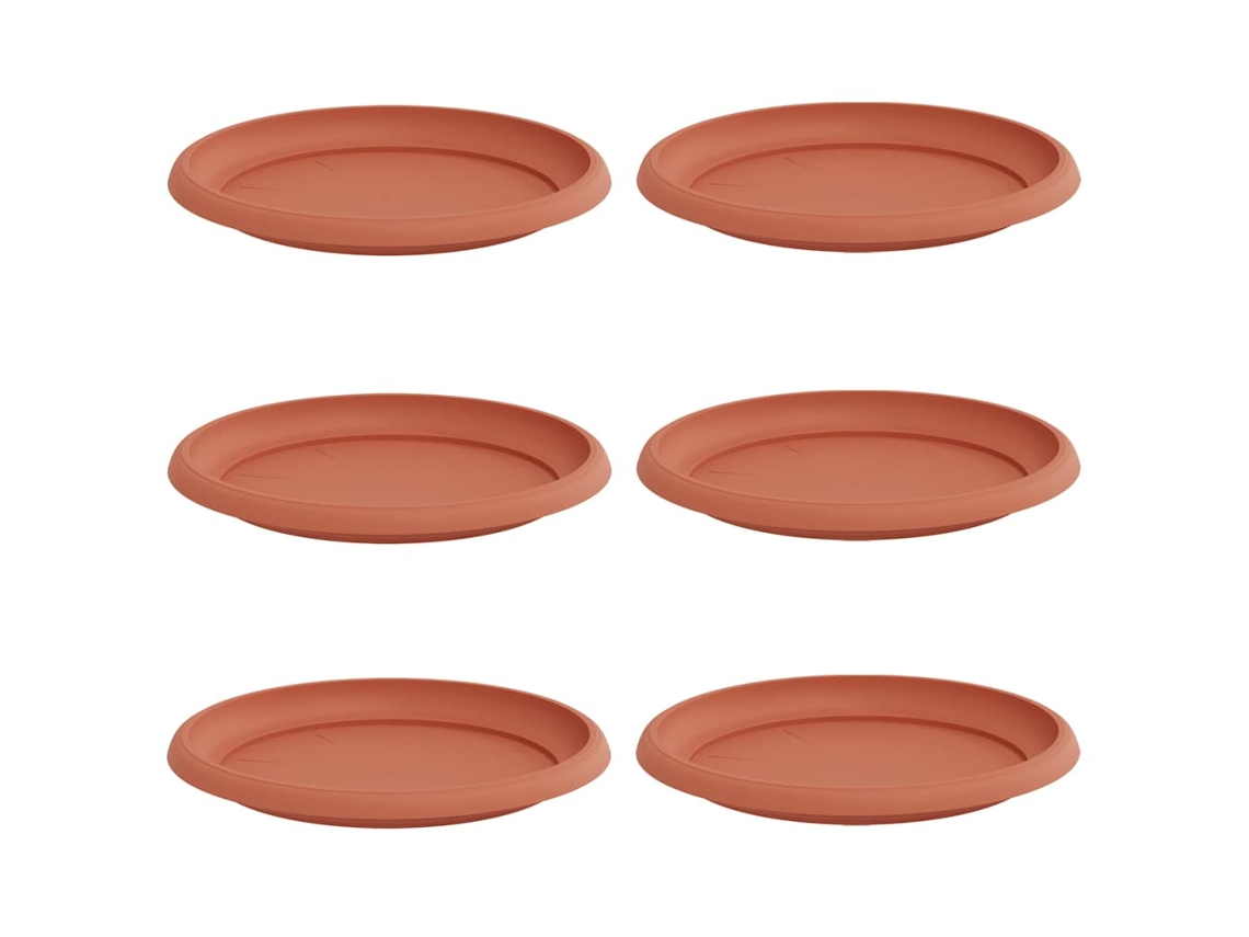 Conjunto 6 Bandeja Para Flores Vidaxl Vermelho Plástico (ø 23,5 X 2,5 Cm)