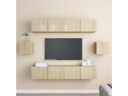 Vidaxl 6pcs Conjunto De Móveis De Tv Derivados Madeira Carvalho Sonoma