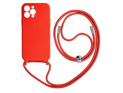 Capa Cordão para iPhone 13 Pro Bracelete Semi-rígido 80cm vermelho