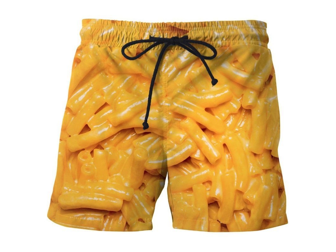 Shorts Casual Masculino Com Estampa 3d De Comida, Alças Amplas, Verão, Poliéster, Aconchegante E Respirável Amarelo