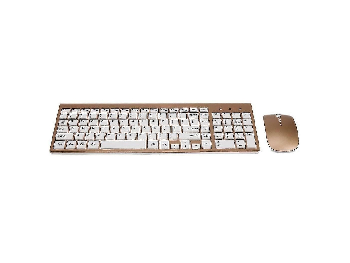 Lurelia Conjunto De Teclado E Mouse Sem Fio De 2,4 Ghz Compatível Com Mac, Pc E Windows Xp/7 (dourado)