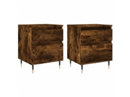 Bedside Cabinet, Bedside Cabinets Vidaxl Marrom Madeira Processada (n/a)