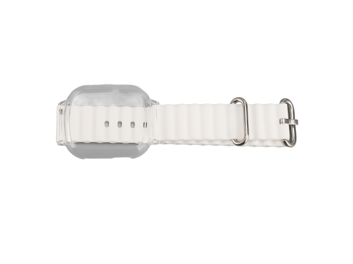 Pulseira de Silicone para Watch 4 com Capa Transparente Ajustável e Quick Release Branca