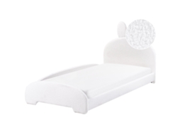 Cama Infantil Em Bouclé Com Orelhinhas Beliani Perros De Bouclé Branco Creme 90x200