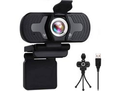 YIZHOOD 1080P Webcam com Microfone Tripé e Cobertura de Privacidade Câmera Da Web Plug And Play Webcam Giratória 360 Webcam Streamingpreto YIZHOOD