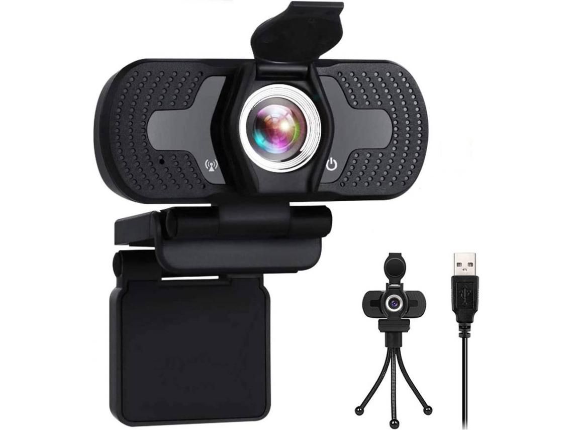 YIZHOOD 1080P Webcam com Microfone Tripé e Cobertura de Privacidade Câmera Da Web Plug And Play Webcam Giratória 360 Webcam Streamingpreto YIZHOOD