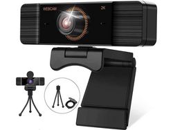 YIZHOOD Hd 2K Webcam com Microfone para Pc Laptop Desktop 1440P Webcam com Tampa de Privacidade e Tripé Câmera de Vídeo Grande Angularpreto YIZHOOD