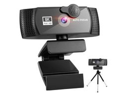 Webcam com Microfone Webcam Hd 8K com Capa de Privacidade Usb Plug And Play Foco Automático e Webcam com Correção de Luz Awb Preto YIZHOOD