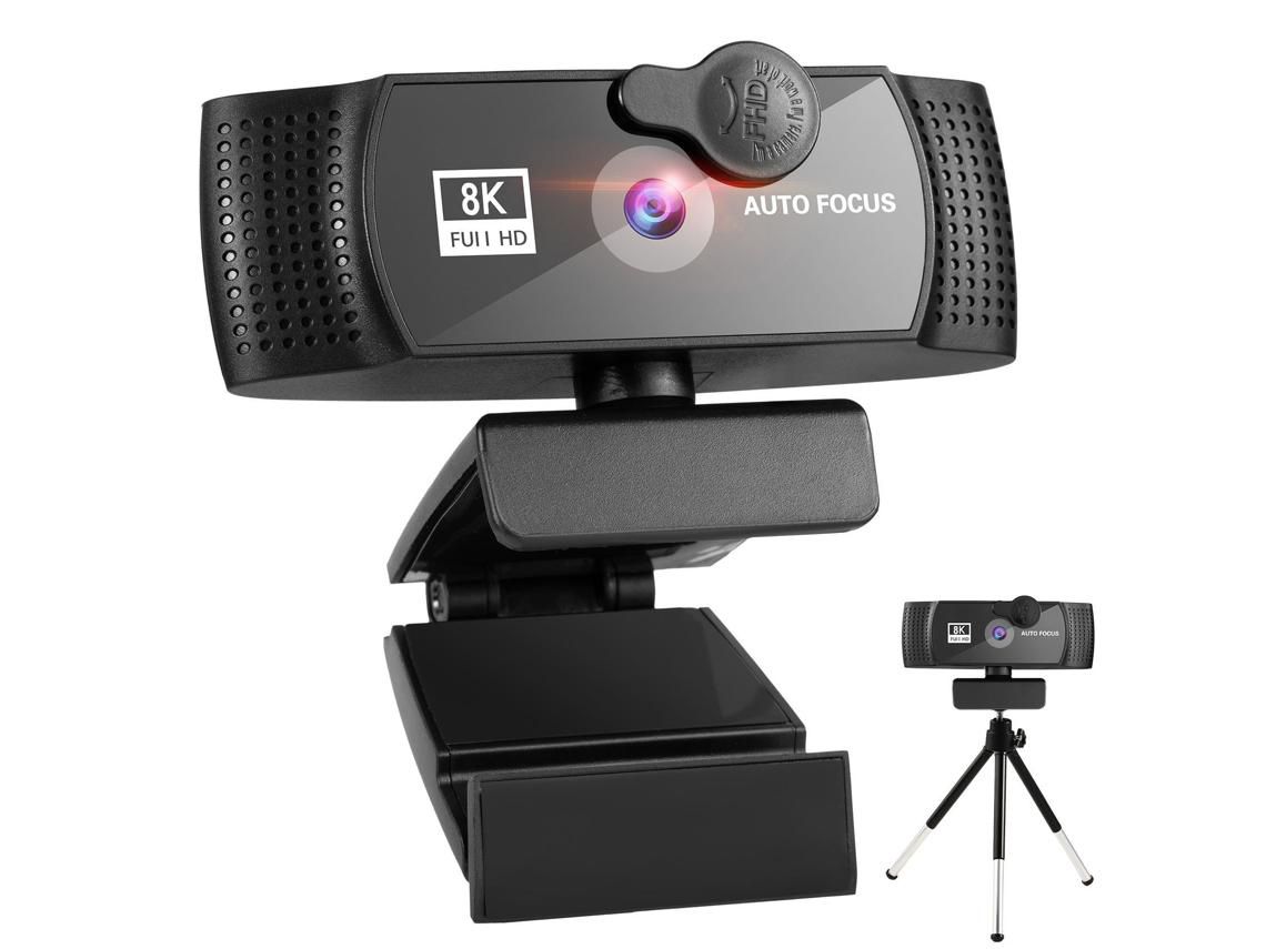 Webcam com Microfone Webcam Hd 8K com Capa de Privacidade Usb Plug And Play Foco Automático e Webcam com Correção de Luz Awb Preto YIZHOOD