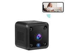 Mini Câmera Câmera de Segurança de Vídeo com Visão Noturna e Detecção de Movimento para Monitor de Aplicativo Animais de Estimação/Bebê Preto YIZHOOD