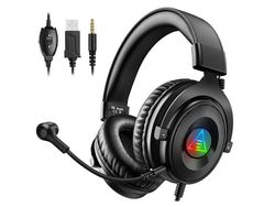 Headset Gaming para Xbox- Headsets com Microfone Bass Surround Sound Luz Led Pc Headset para Ps4/Ps5/Switch/Laptoppreto YIZHOOD