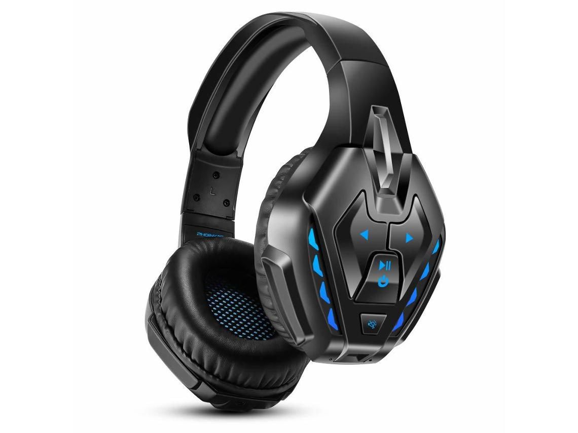 Auscultadores para Jogos Bluetooth Sem Fios Auriculares Estéreo Cabo de 3,5Mm com Fios para Ps4 Xbox One Pc Nintendo Switch Azul YIZHOOD