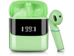 Auscultadores Desportivos Sem Fios Bluetooth Controlo de Toque Do Microfone À Prova de Água e Carregamento Rápido.Verde YIZHOOD