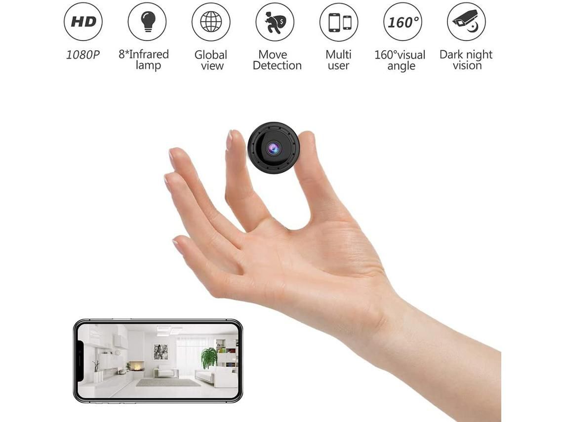 Mini Câmera Câmera de Vigilância Hd 1080P com Visão Noturna Multifuncional Sem Fio. -Preto YIZHOOD