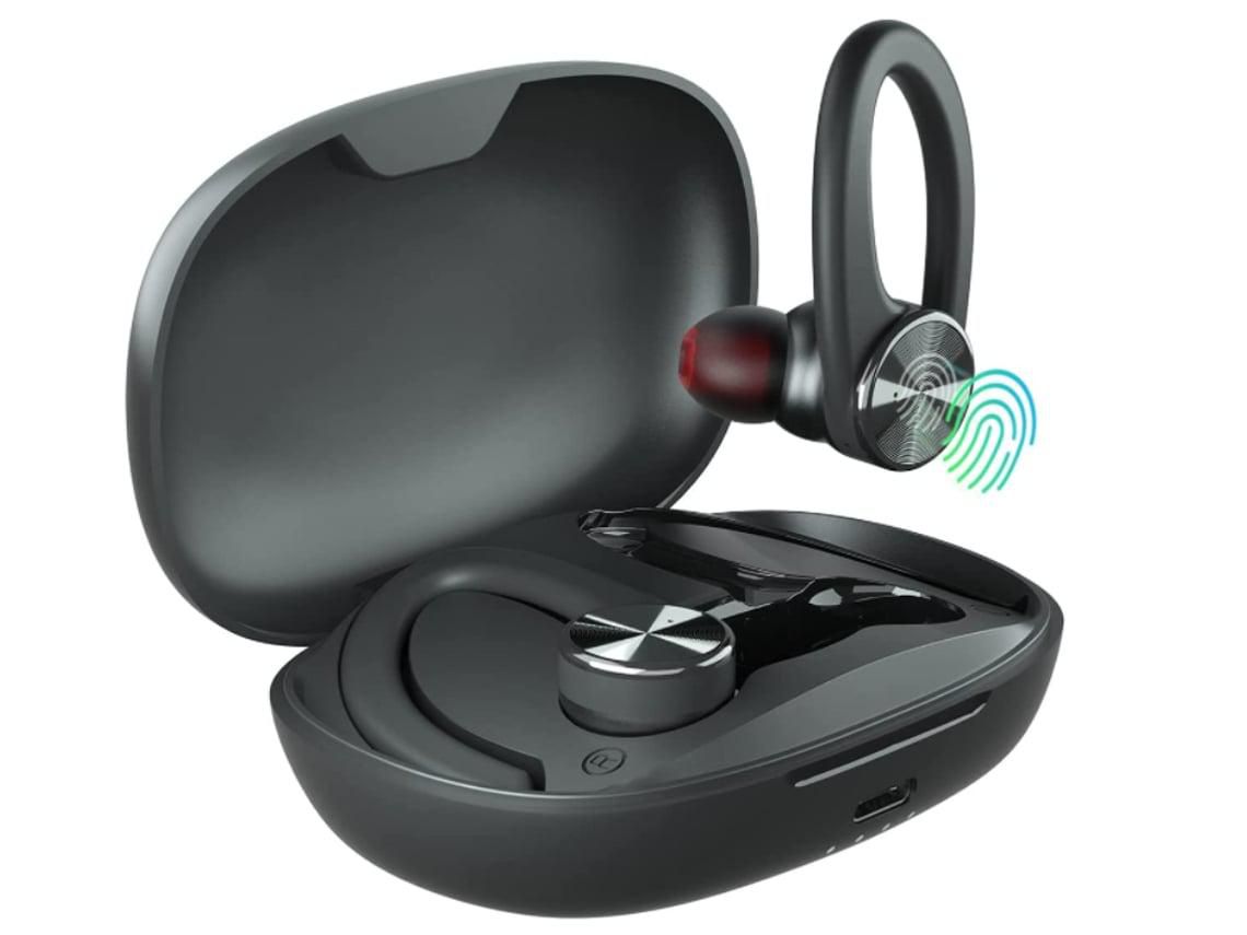 Fone de Ouvido Auscultadores Bluetooth À Prova de Água com Microfone para O Desporto de Trabalho Preto YIZHOOD