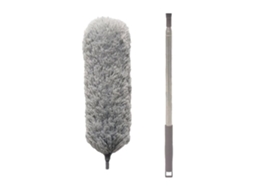 Esfregão telescópico de microfibra - Cabo grosso cinza, conjunto completo (2,5 m), gancho redondo