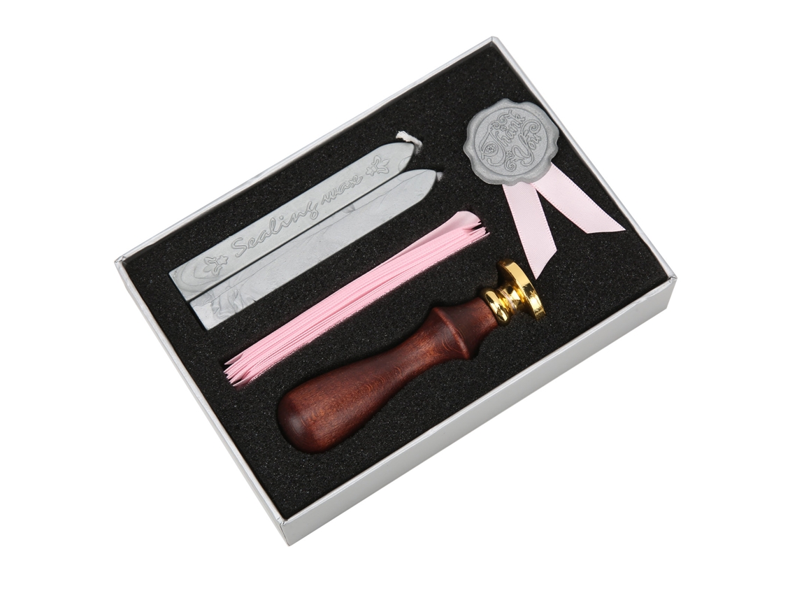 Kit De Sigilo De Cera Vintage De Madeira Com Caixa Exquisita Para Cartas E Agradecimento