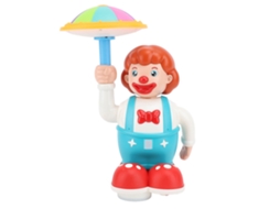 Primerox brinquedo de Palhaço Infantil com Luz e Música Giratório a Bateria Caminhante Universal
