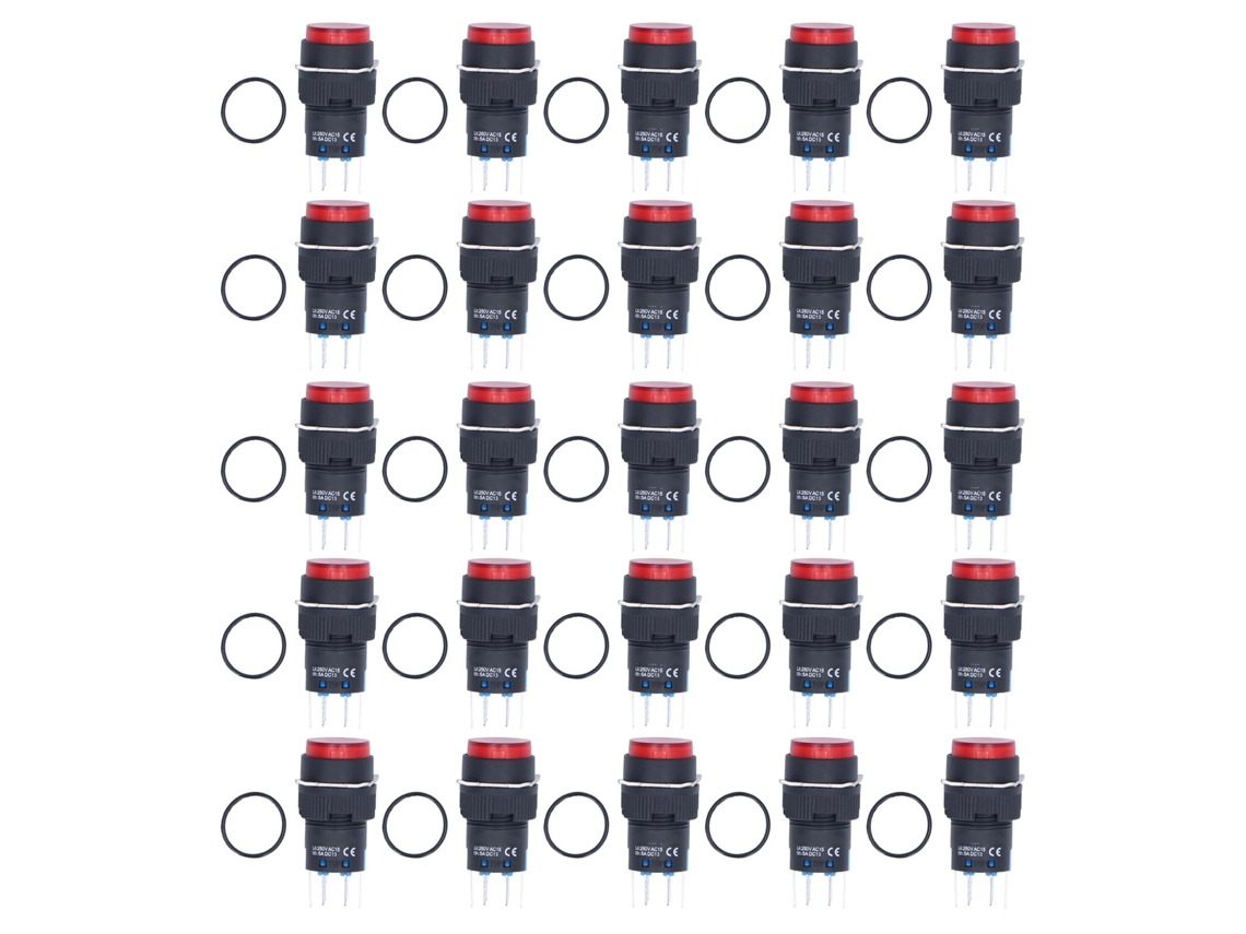 Chave De Botão Momentânea Auto-bloqueio 8 Pinos 16mm Redonda Com Luz 12v Para Controle (25pcs)