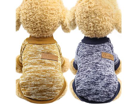 2 Peças de Roupas para Animais de Estimação Filhote de Cachorro de Inverno Casaco Quente Clássico Suéter de Cachorro de Inverno Malha Roupas Vermelho