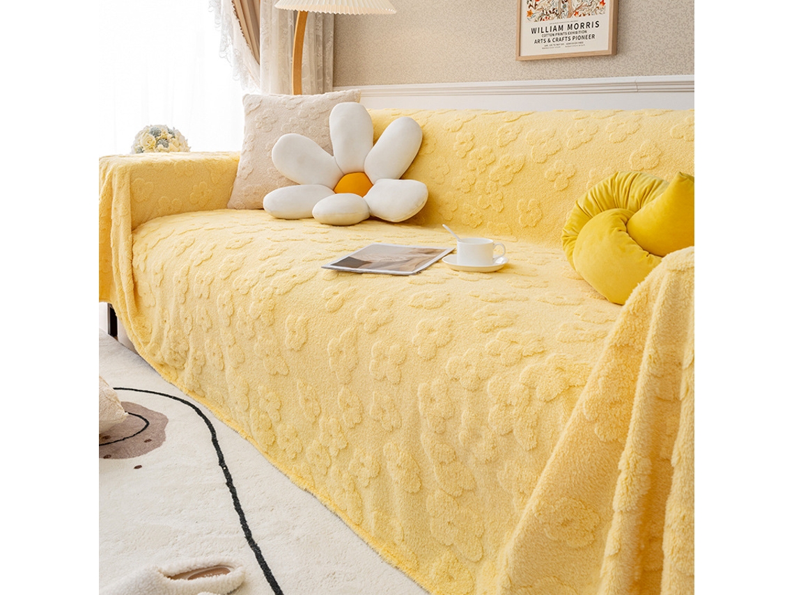 Protetor de Almofada de Sofá com Capa de Assento Antiderrapante Amarelo-180X380Cm LUUCOZK