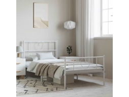 Vidaxl Estrutura De Cama Com Cabeceira E Pés 100x190 Cm Metal Branco
