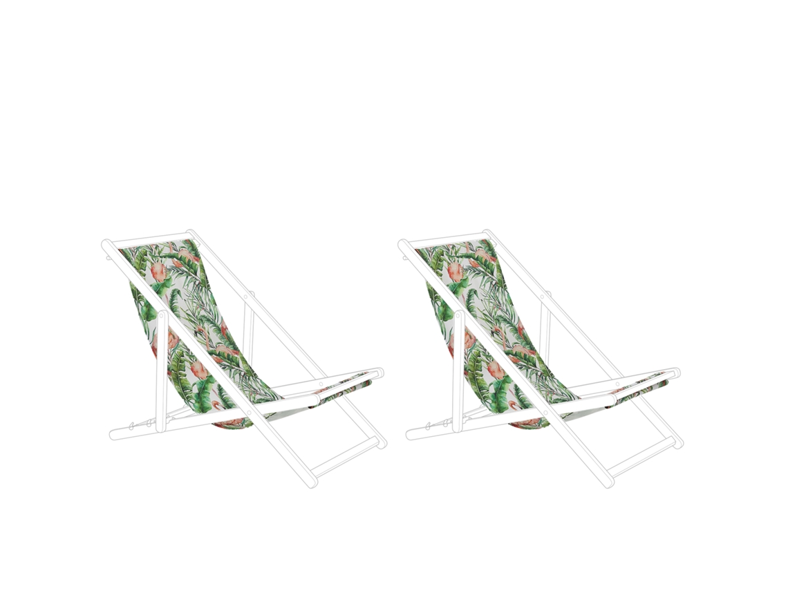 Conjunto de 2 tecidos de substituição para espreguiçadeira BELIANI Anzio/avellino de Poliéster Verde 113x44x1