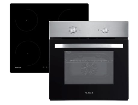 Placa de Indução + Forno Encastre FLAMA 9902FL (54 L - Elétrico - Inox e Preto)