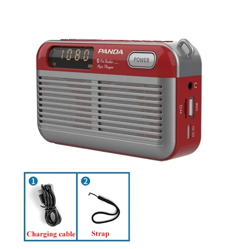 Mini Fm Rádio estéreo bluetooth Alto falante com Display Led, Bateria Interna, Cartão Tf, Suporte para Fone de Ouvido MDUG (vermelho)