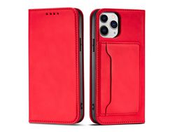 Capa Porta Cartões Magnético para iPhone 12 Pro Max Book Porta Cartões Vermelho