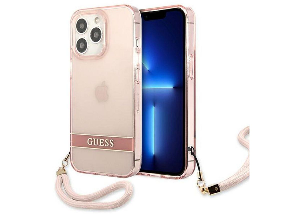 Capa Original GUESS Guhcp13Lhtsgsp para iPhone 13 Pro (Translúcido / Rosa)