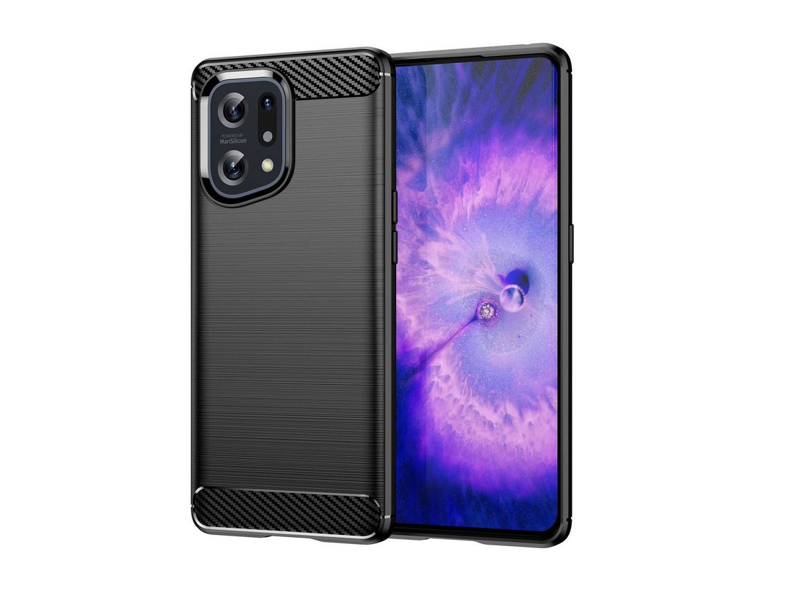 Capa Estilo Carbon Flexível Oppo Find X5 Preto