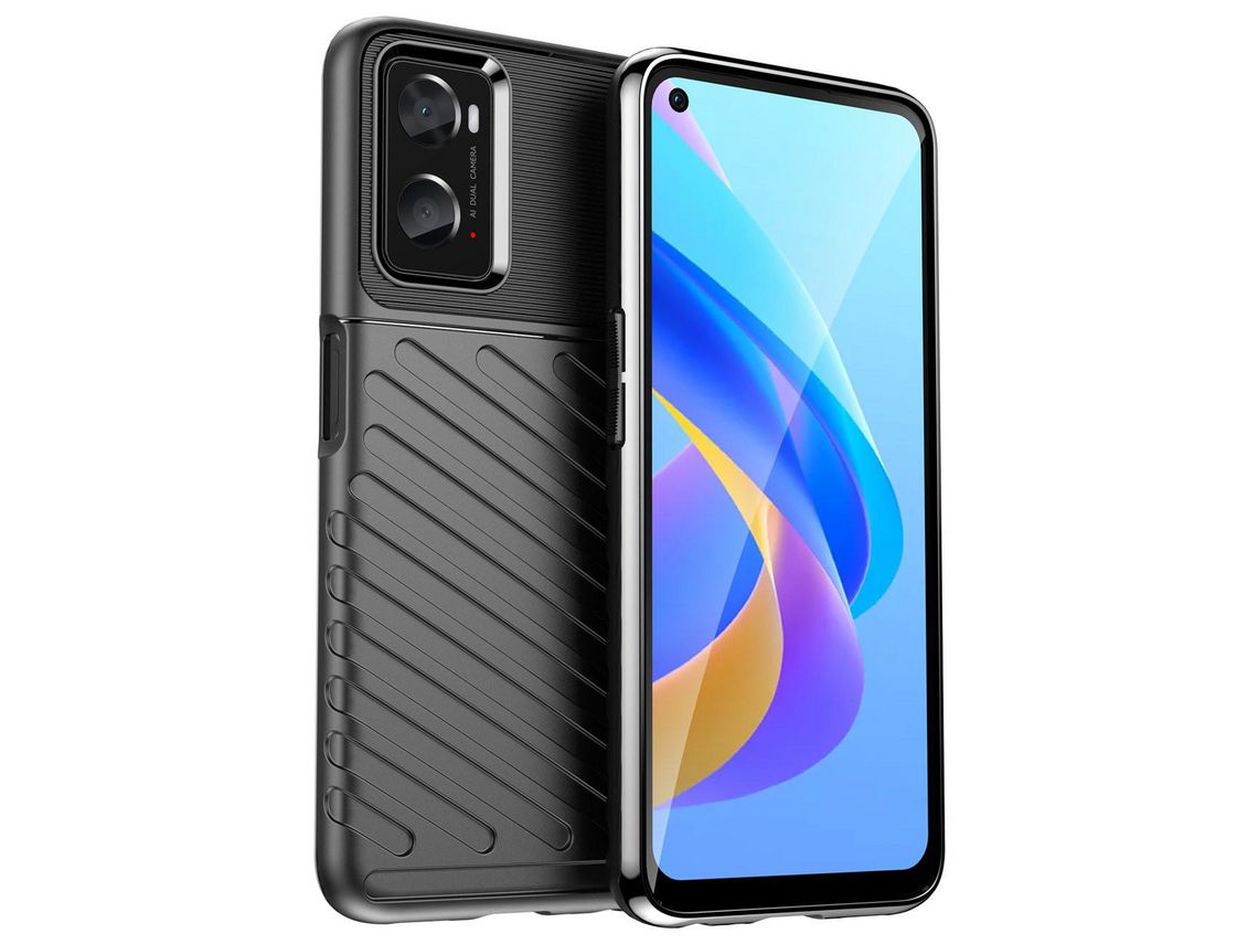 Capa Rígida Flexível Thunder para Oppo A76 / Oppo A36 / Realme 9I Preto