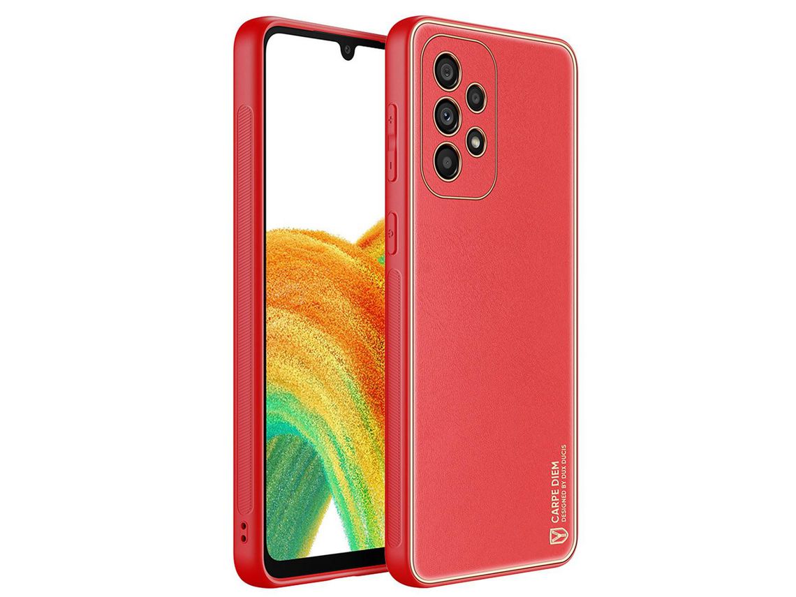 Capa Elegante Feita de Couro Sintético Artificial para Samsung Galaxy A33 5G Vermelho. DUX DUCIS Yolo