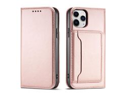 Capa Porta Cartões Magnético para iPhone 12 Pro Bolsa Book Porta Cartões Rosa