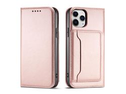 Capa Porta Cartões Magnéticos para iPhone 12 Pro Max Book Porta Cartões Rosa