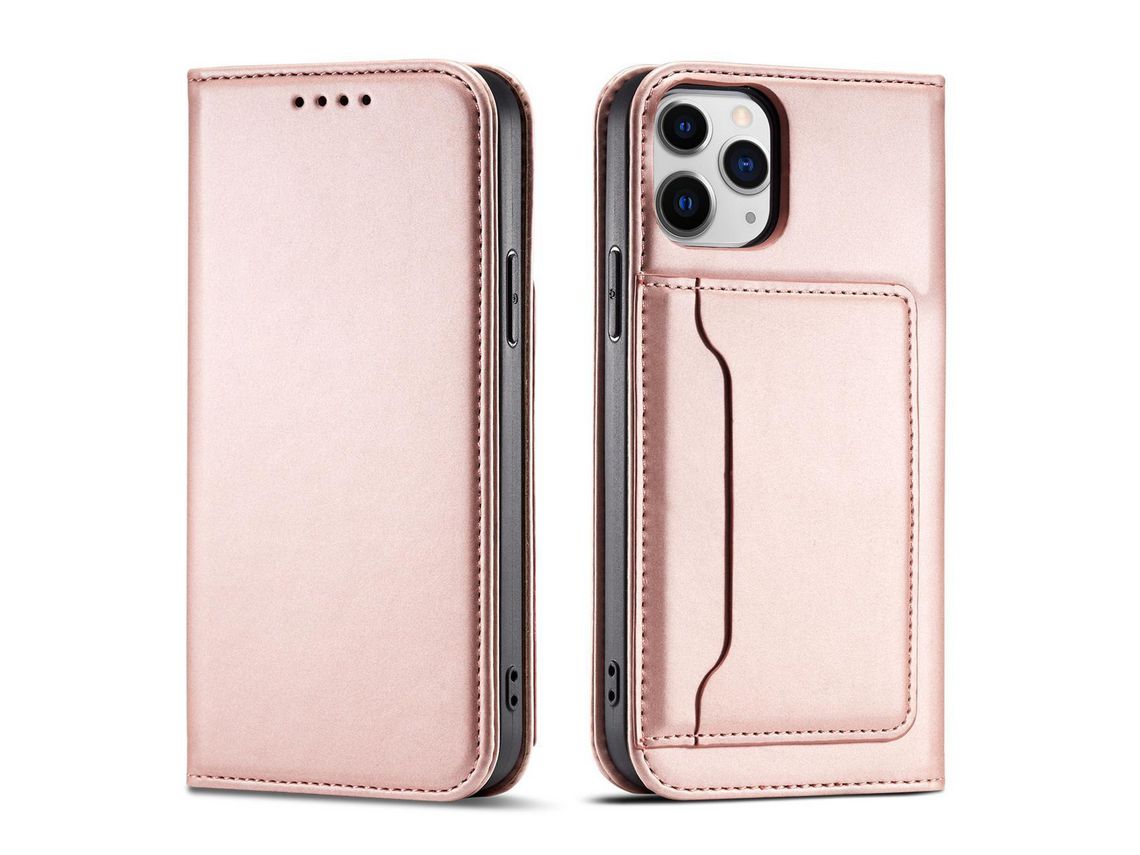 Capa Porta Cartões Magnéticos para iPhone 12 Pro Max Book Porta Cartões Rosa